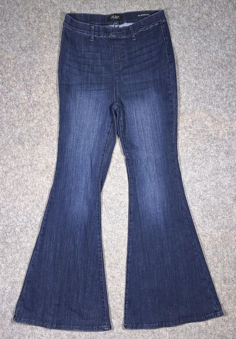 Judy Blue Pull On Super Flare Jeans Women’s 13/31 Blue Denim High-Rise Stretch